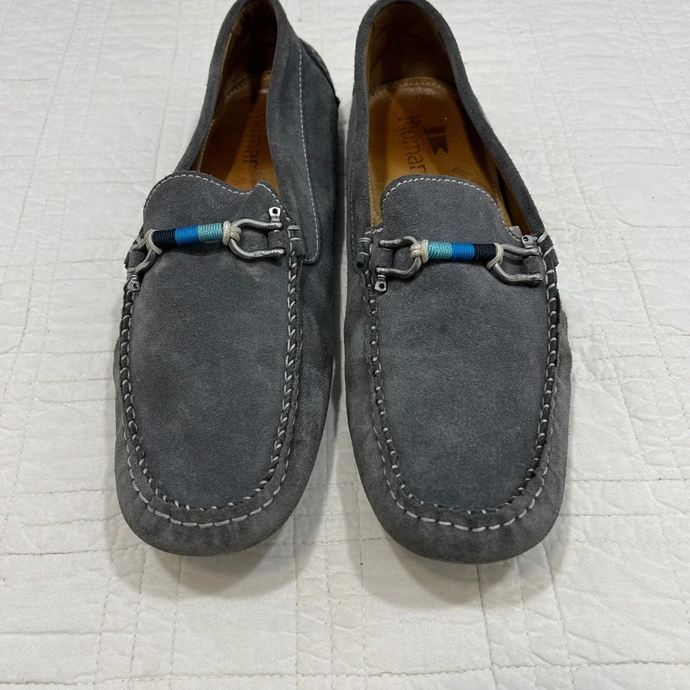 Riomar Mens Grey Suede Driving Loafers Bit Detail Size 11.5 45 Portugal